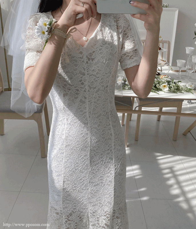 아델 머메이드 셀프웨딩 드레스 브라이덜샤워 롱원피스 (3color)