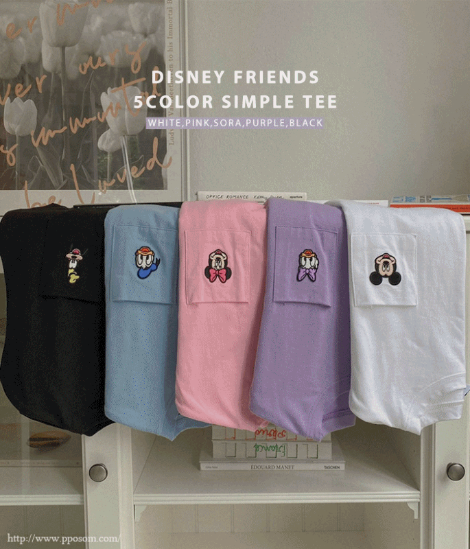 [디즈니정품] 미키 프렌즈 포켓 긴팔 티셔츠 tee - 5color