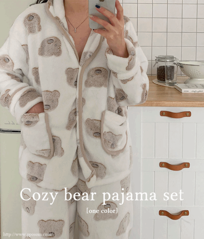 [30%마지막 세일! 당일배송] 포그니 곰돌이 수면잠옷 홈웨어 SET - white